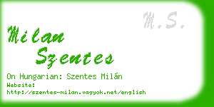 milan szentes business card